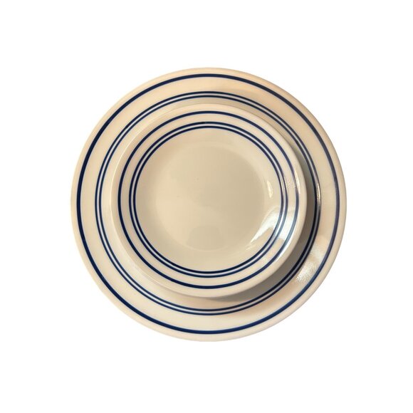 10 Vintage Corelle Classic Cafe Blue Stripe Dinner salad Plates Nostalgic Dinner - Picture 1 of 6